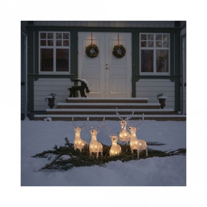 Décorations Noël Konstsmide - Lot De 5 Pères Noël LED Acrylique - Blanc Chaud - IP44 Extérieur