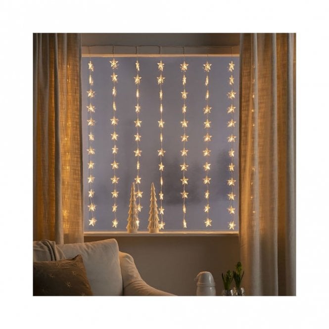 Konstsmide 1.4M Warm White LED Star Curtain Lights With 120 Lights