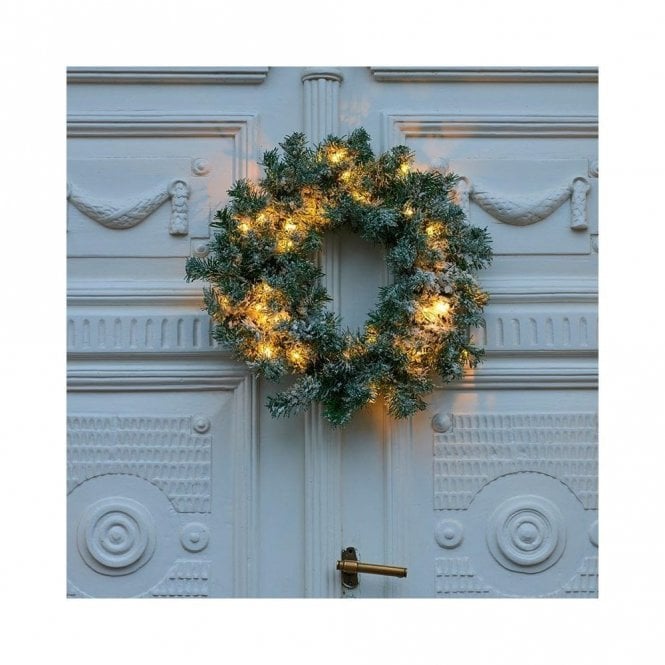Sirius Anton Snowy Battery Operated LED Outdoor Christmas Wreath
