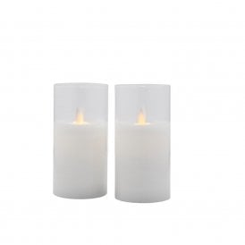 Ivy Set of 2 Clear Glass Battery Operated LED Candle
