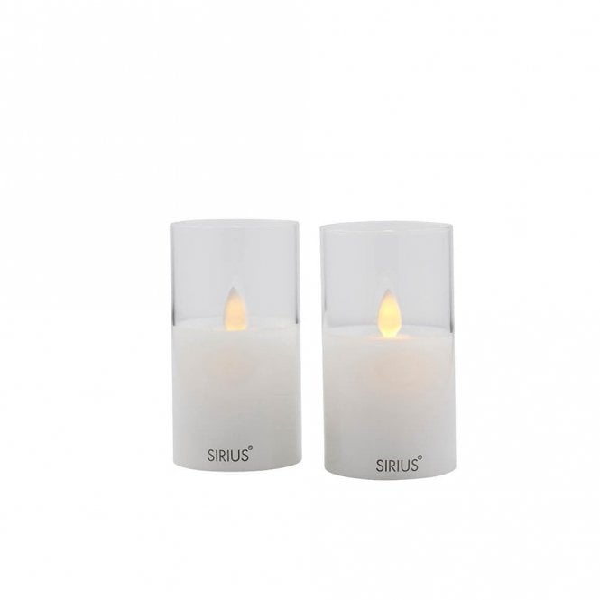 Sirius Ivy Set of 2 Mini Clear Glass Battery Operated LED Candle