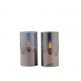Ivy Set of 2 Mini Smoked Glass Battery Operated LED Candle