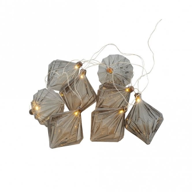 Sirius Nellie Set Of 8 Grey Glass Battery Operated LED String Lights