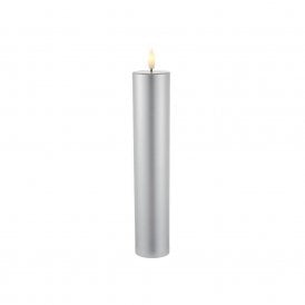 Sille 25cm Battery Operated LED Silver Wax Flicker Candle